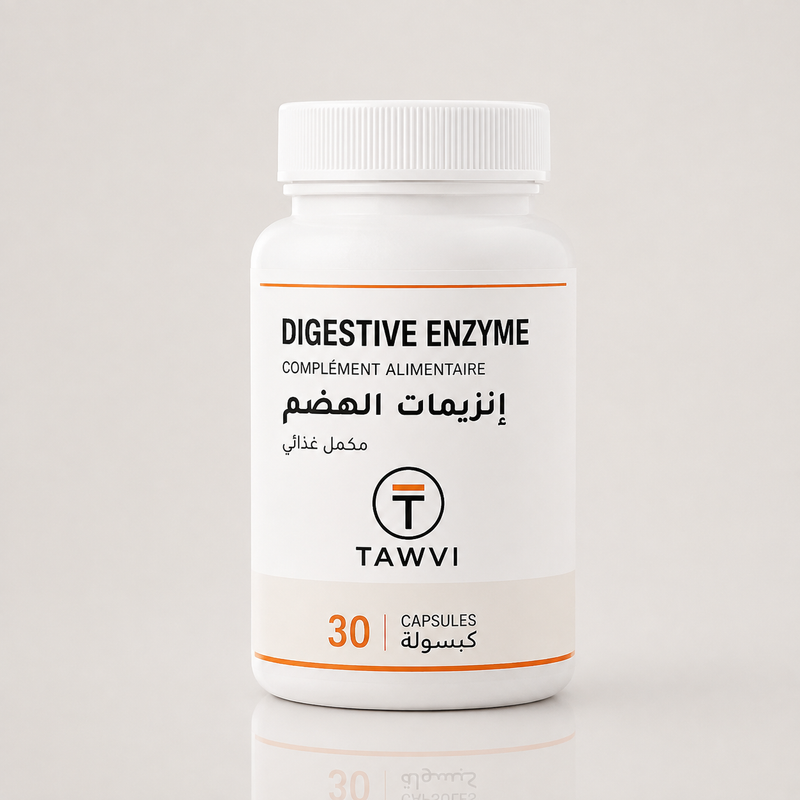 علبة TAWVI إنزيمات الهضم – مكمل غذائي طبيعي من 30 كبسولة لدعم عملية الهضم وراحة المعدة